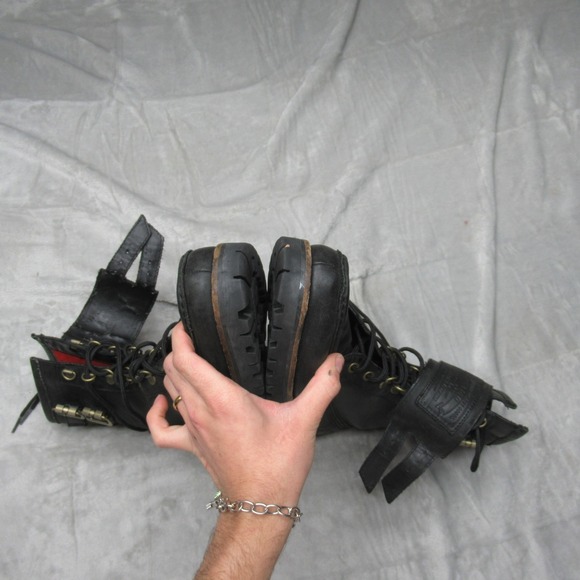 Polo Ralph Lauren Mens 9.5D Wolcott Boots BLK Leather‎ Buckle Work Combat Ranger